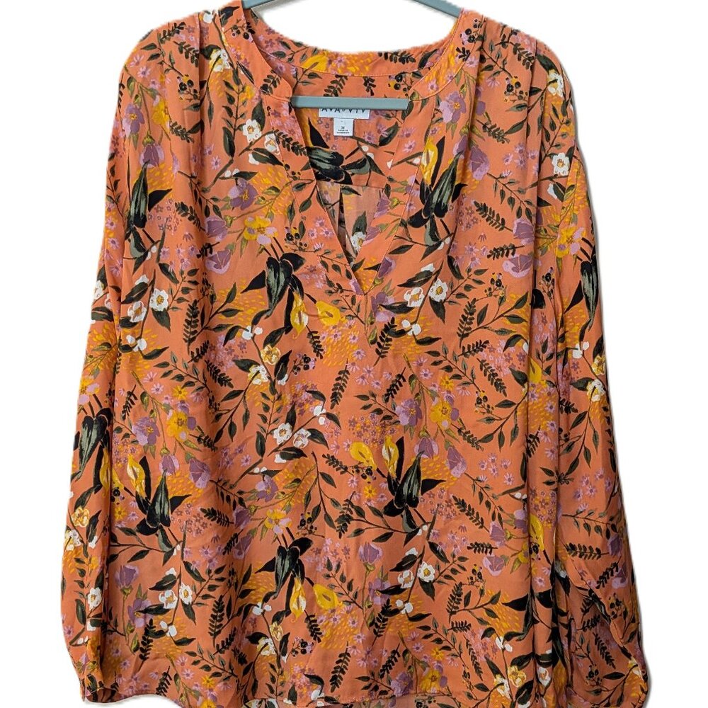 Ava & Viv Women's Long Sleeve Floral Blouse – Size 3X